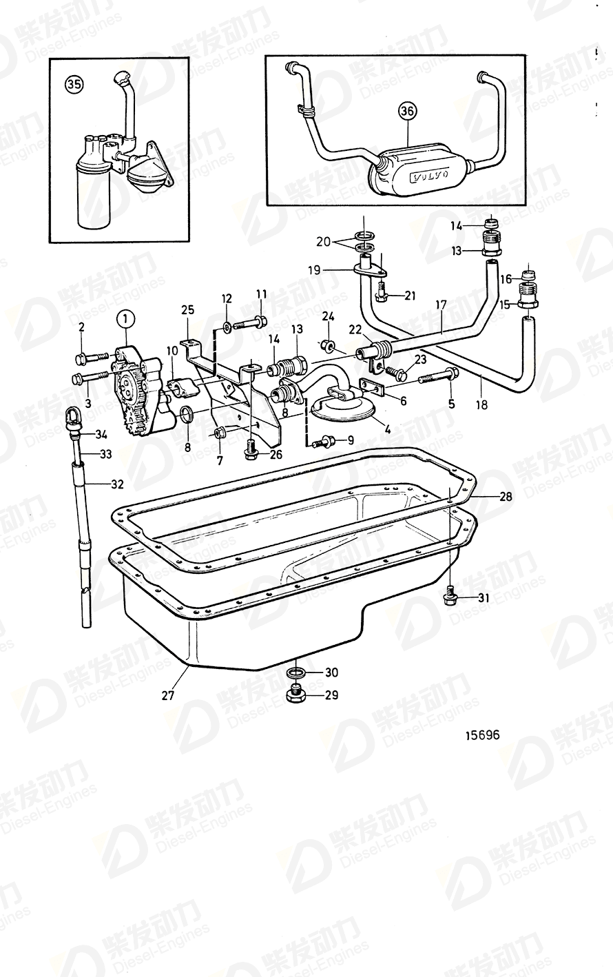 VOLVO Oil dipstick 848696 Drawing VOLVO Oil dipstick 848696 Drawing